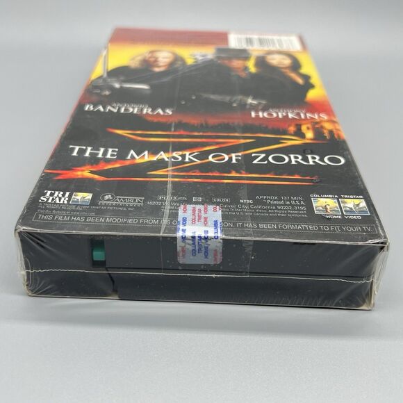 The Mask of  Zorro VHS 1998 Anthony Hopkins Tri Star Watermarks -Factory SEALED - Picture 3 of 10